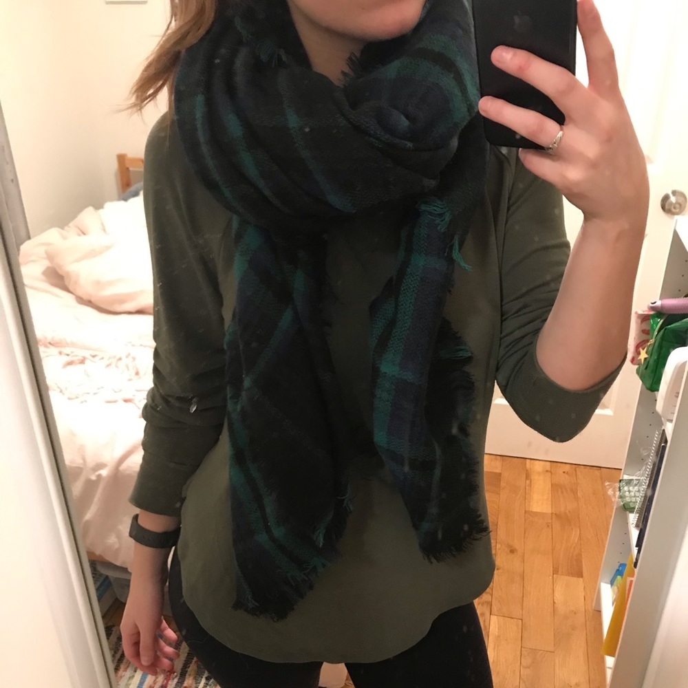 Plaid blanket scarf